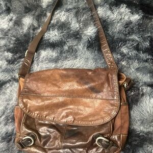 Fossil vintage Brown Leather Crossbody Messenger Bag
